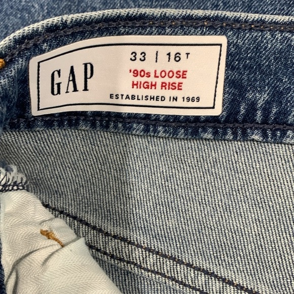 GAP High Rise ’90s Loose Medium Wash Stretch Jeans size 33/16 Tall - Picture 8 of 14